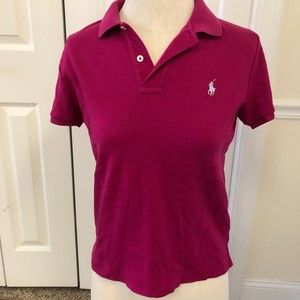 Ralph Lauren Sport 100% Cotton Magenta Polo Girls L Pony Logo